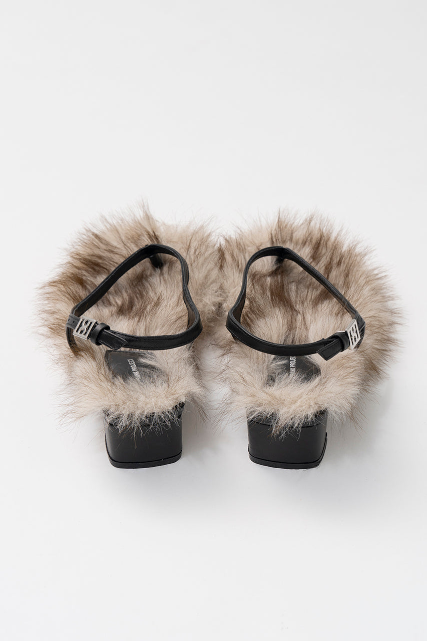 Low Heel Fur Thong Sandals - 26SUMMER