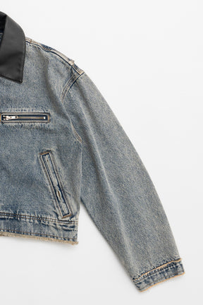 Leather Collar Denim Blouson