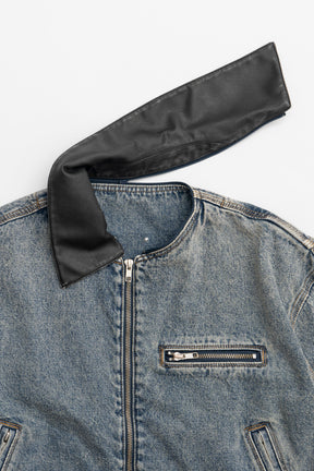 [24Autumn PRE ORDER] LEATHER COLLAR DENIM BLOUSON