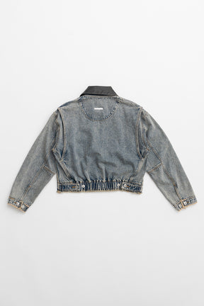 [24Autumn PRE ORDER] LEATHER COLLAR DENIM BLOUSON