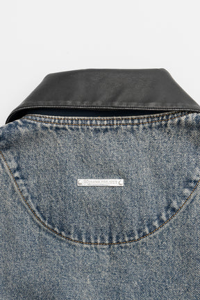 Leather Collar Denim Blouson