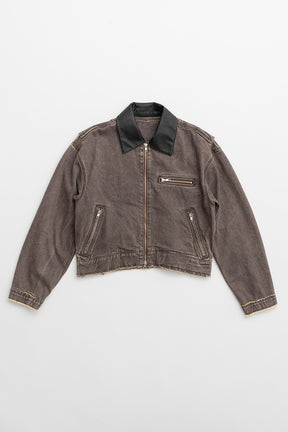 [24Autumn PRE ORDER] LEATHER COLLAR DENIM BLOUSON