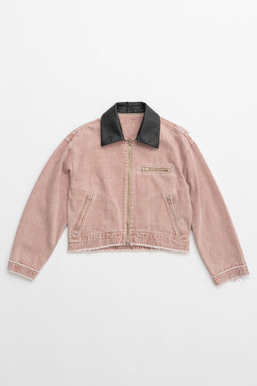 Leather Collar Denim Blouson