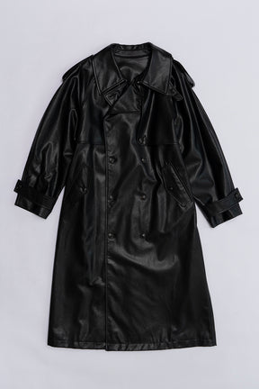 【SALE】Synthetic Leather Trench Coat