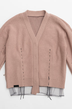 Tulle Layered Knit Cardigan