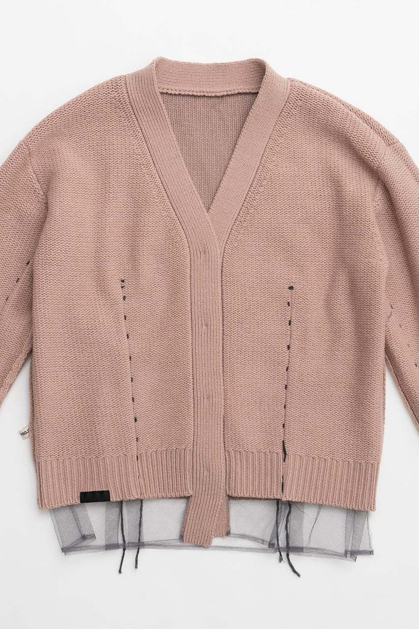 Tulle Layered Knit Cardigan