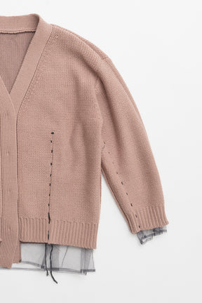 [24Autumn PRE ORDER] TULLE LAYERED KNIT CARDIGAN