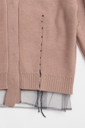 Tulle Layered Knit Cardigan