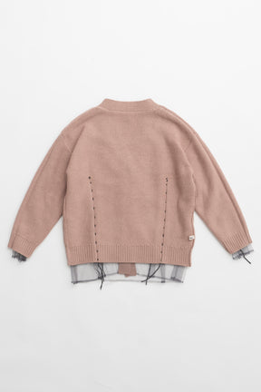 [24Autumn PRE ORDER] TULLE LAYERED KNIT CARDIGAN