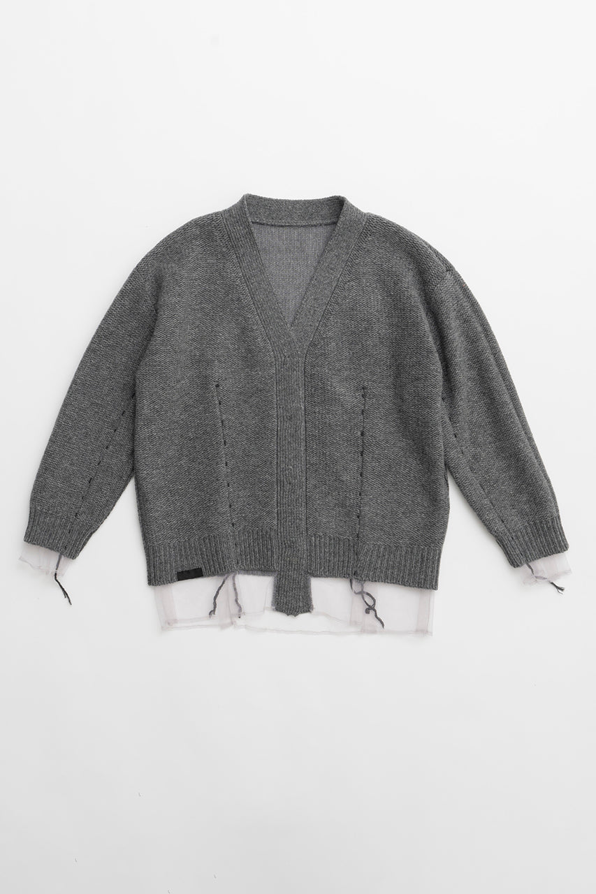 [24Autumn PRE ORDER] TULLE LAYERED KNIT CARDIGAN