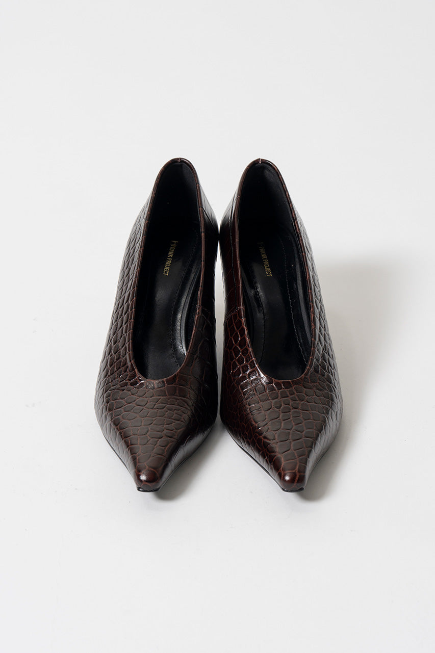 Crocodile-Embossed Curve Wedge Pumps - 2026AUTUMN