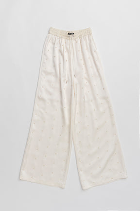 Flower Beaded Satin Easy Pants - 2025 SUMMER