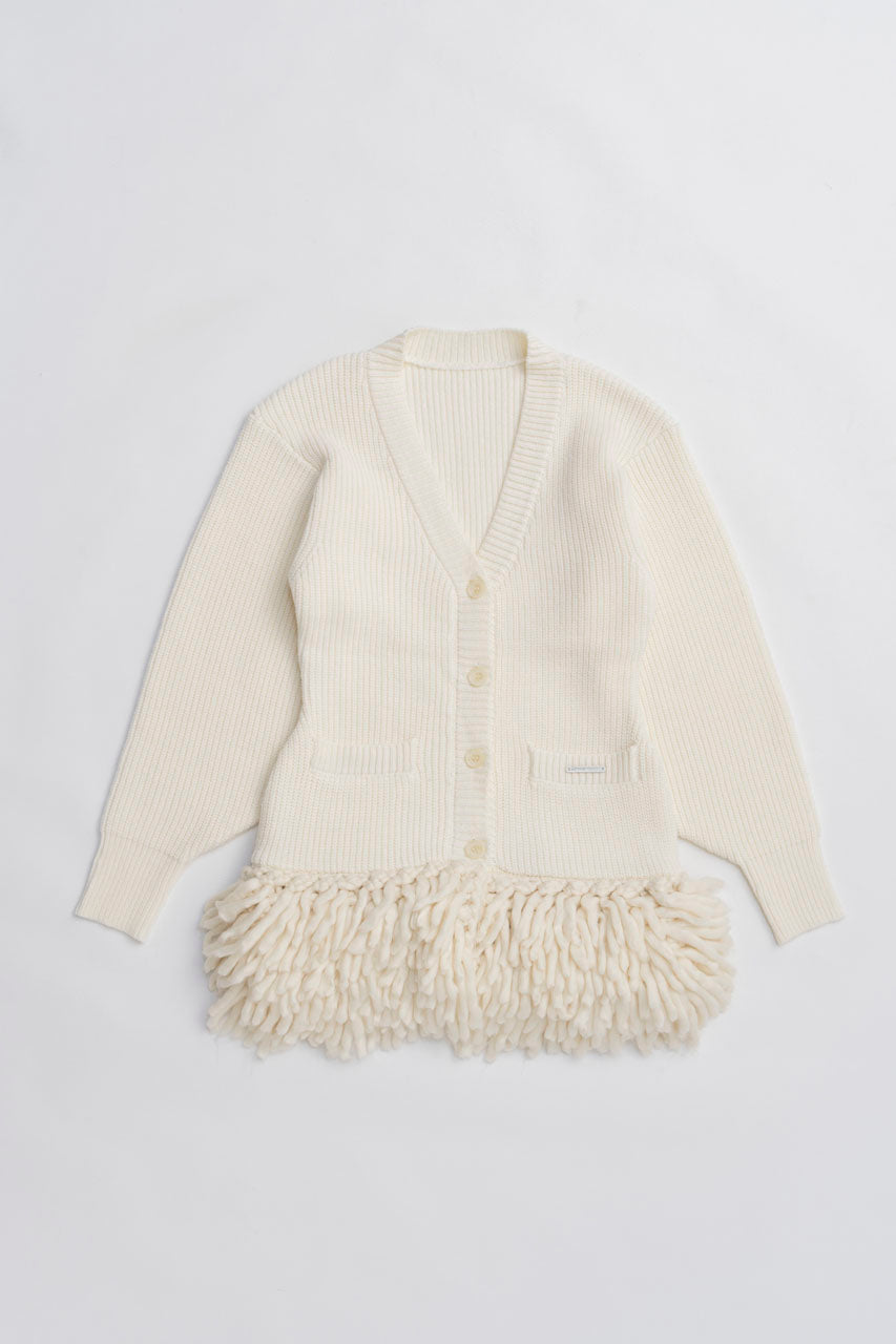 Hand-Fringed Knit Cardigan - 2025 WINTER