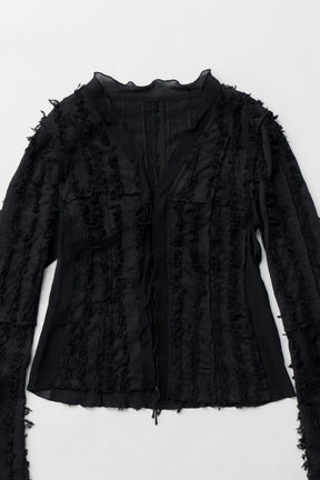 【25 SPRING PRE ORDER】Fringe Jacquard Frill Cardigan