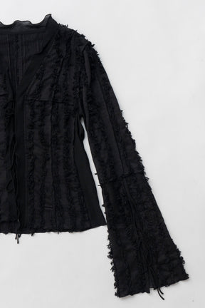 【25 SPRING PRE ORDER】Fringe Jacquard Frill Cardigan