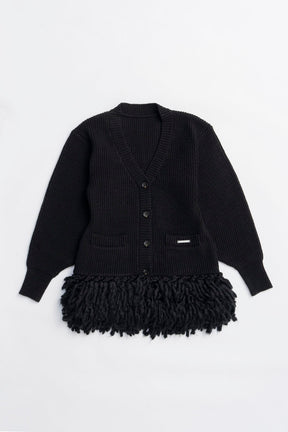 Hand-Fringed Knit Cardigan - 2025 WINTER