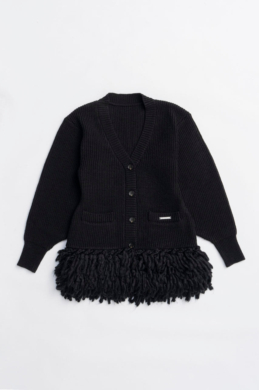 Hand-Fringed Knit Cardigan - 2025 WINTER