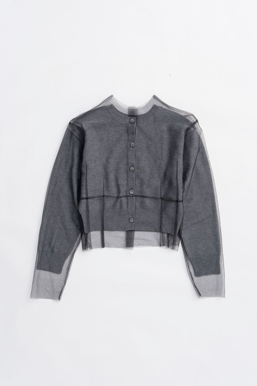 Reversible Tulle Knit Cardigan - 2025 WINTER