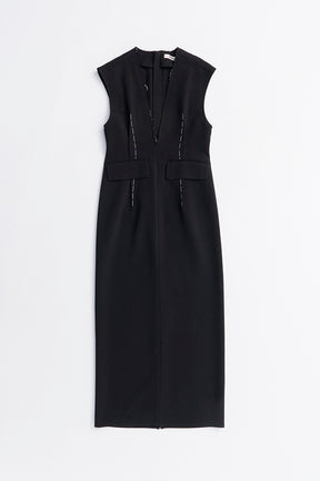 Hand-stitched Deep V-neck Dress