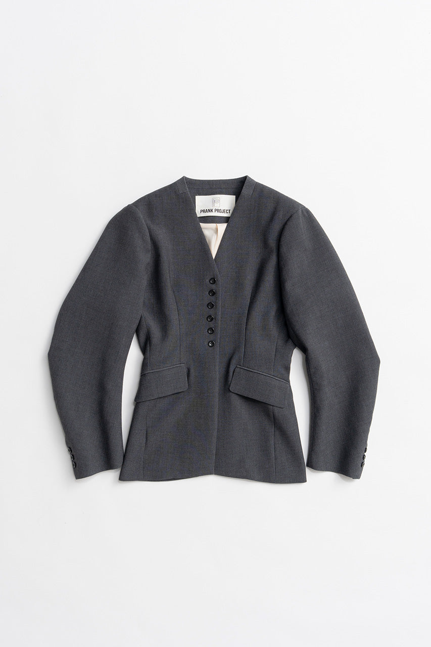 Padded Shoulder V-Neck Jacket - 2026AUTUMN