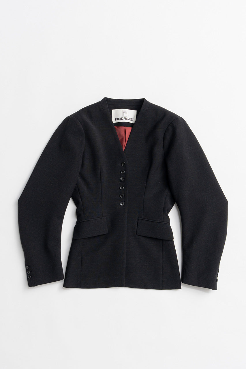 Padded Shoulder V-Neck Jacket - 2026AUTUMN