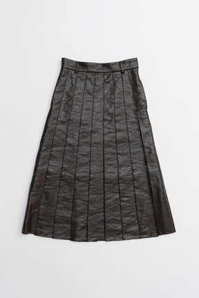 Synthetic Leather Pleated Skirt - 2026WINTER