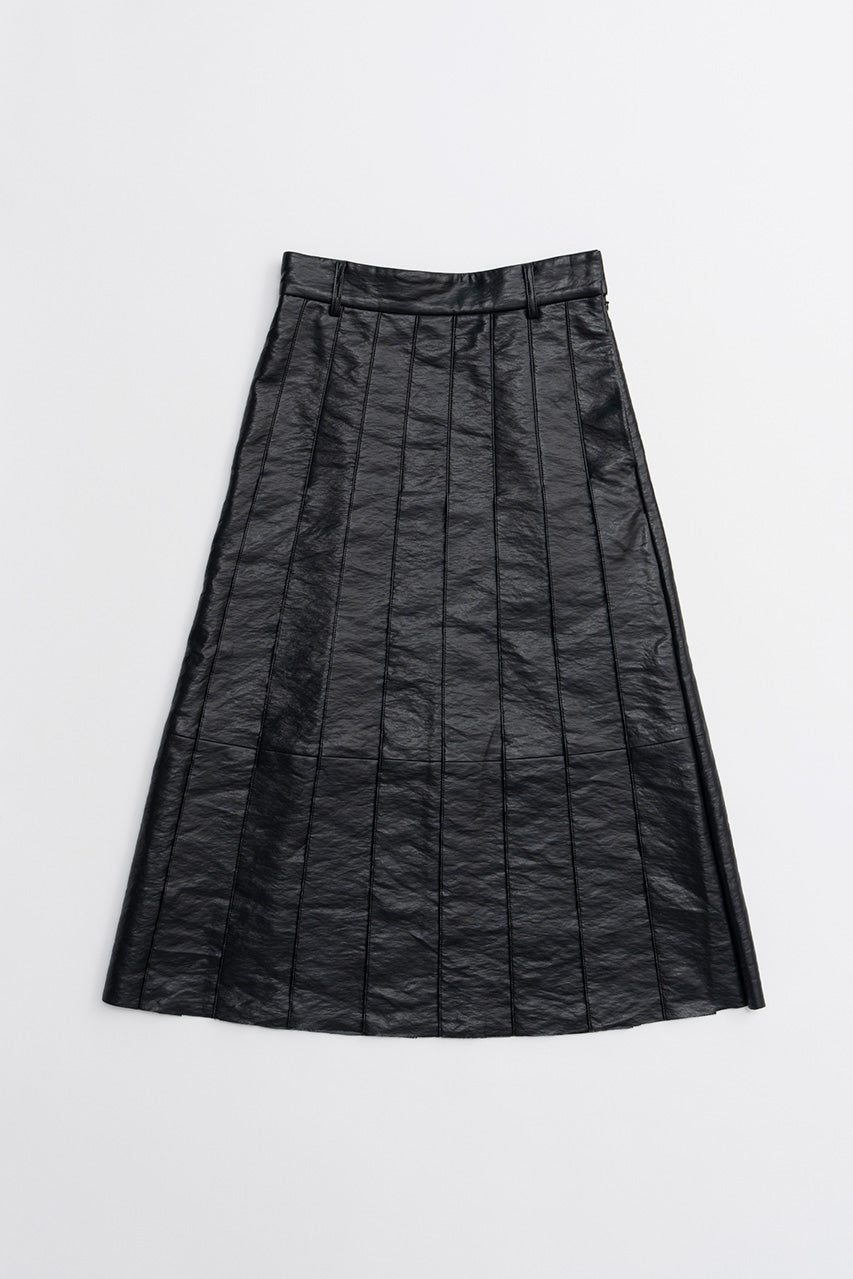 Synthetic Leather Pleated Skirt - 2026WINTER