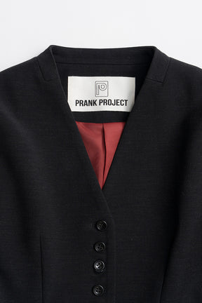 Padded Shoulder V-Neck Jacket - 2026AUTUMN
