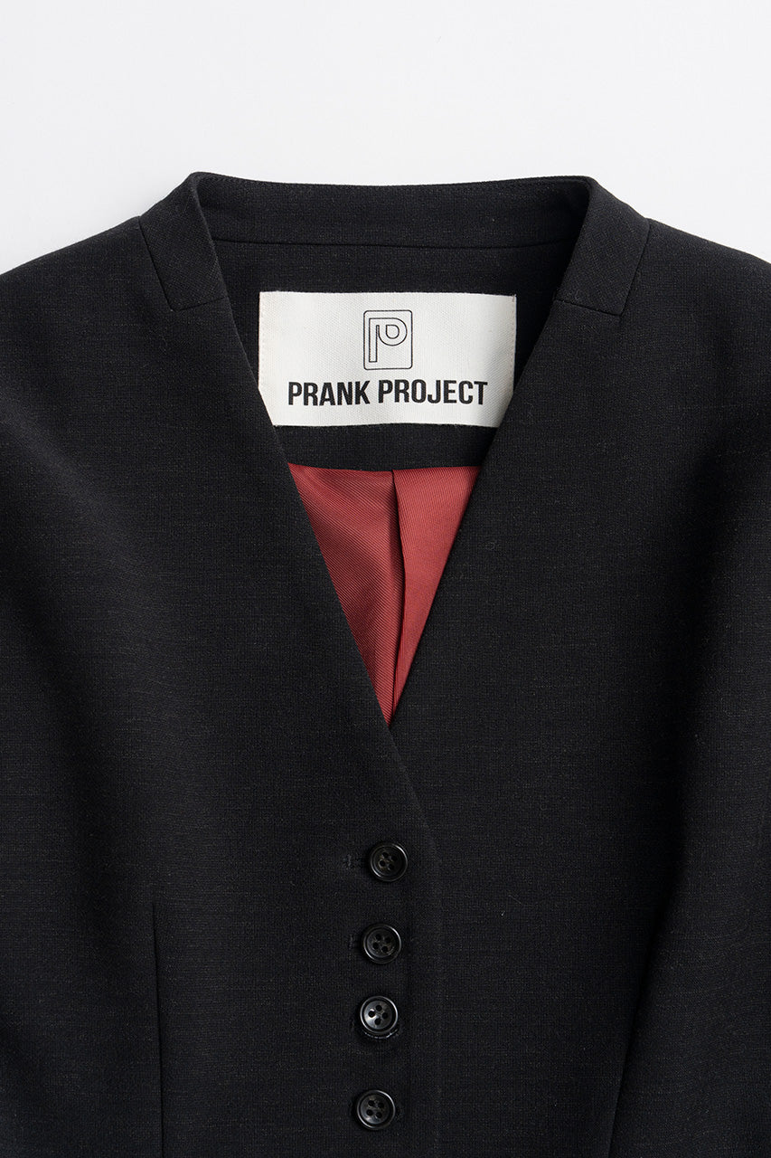 Padded Shoulder V-Neck Jacket - 2026AUTUMN