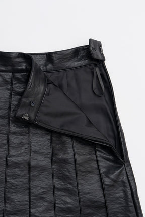 Synthetic Leather Pleated Skirt - 2026WINTER