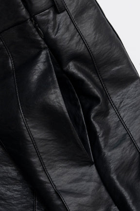 Synthetic Leather Pleated Skirt - 2026WINTER