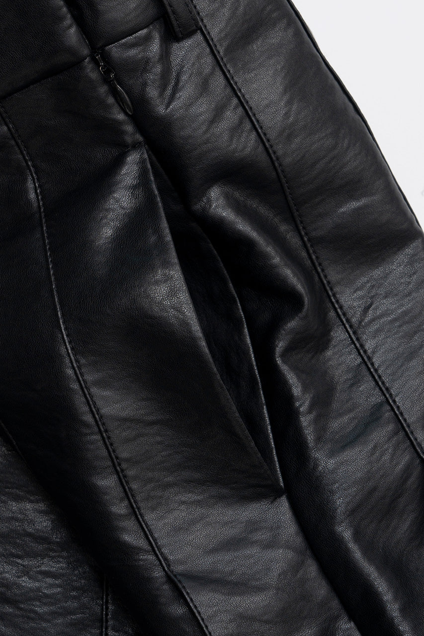 Synthetic Leather Pleated Skirt - 2026WINTER