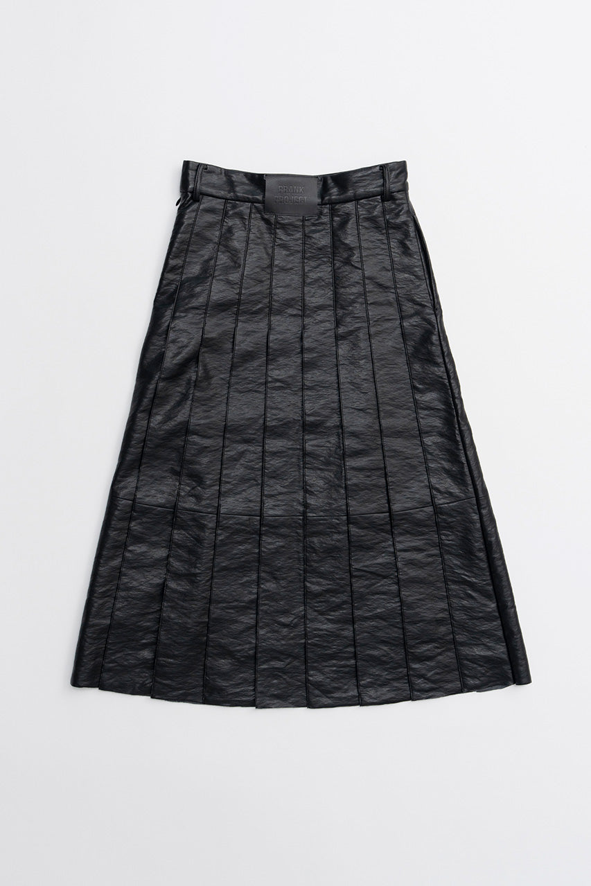 Synthetic Leather Pleated Skirt - 2026WINTER