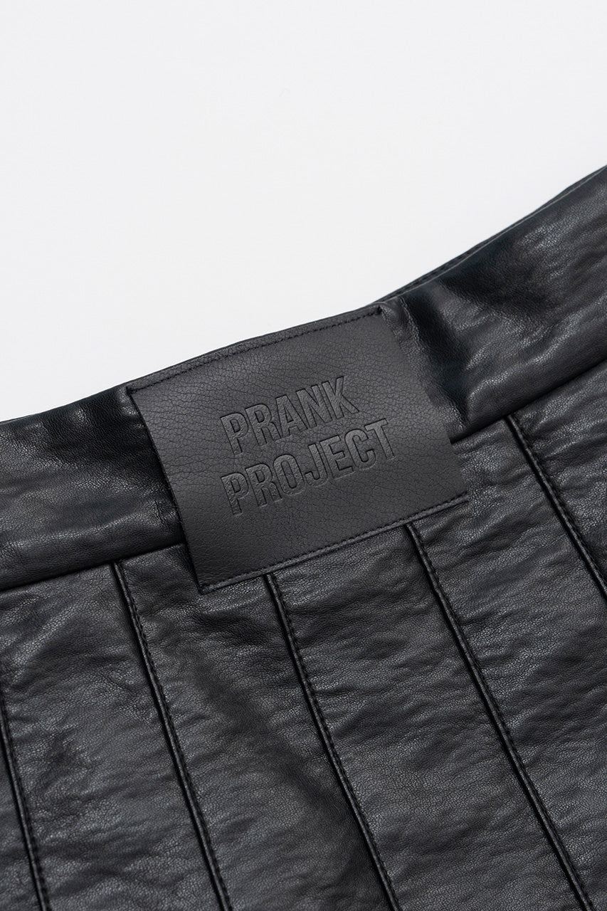 Synthetic Leather Pleated Skirt - 2026WINTER