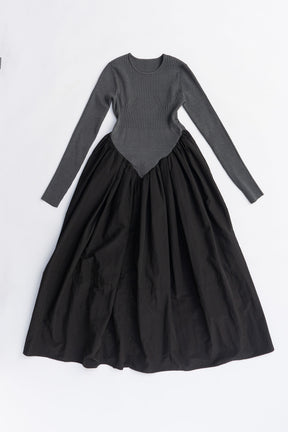 Knit Combination Long Dress - 2025 AUTUMN