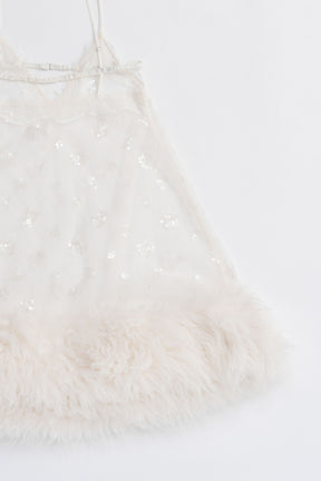 Sequin Fur Trim Baby Doll