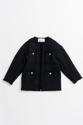 Tweed No-Collar Jacket Coat - 2026AUTUMN