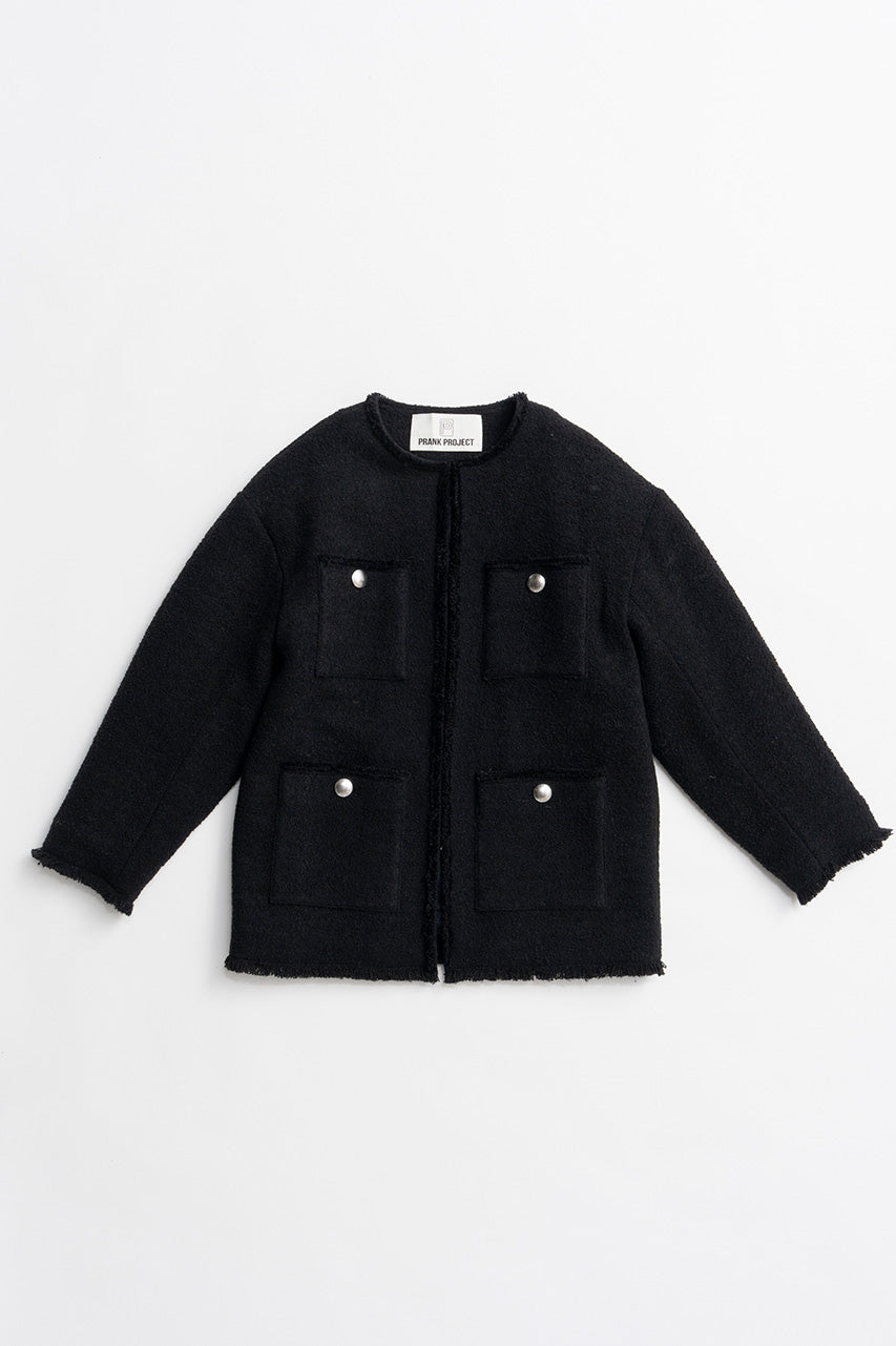 Tweed No-Collar Jacket Coat - 2026AUTUMN