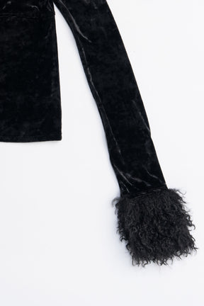 Fur Sleeve Velour Top - 2025 AUTUMN