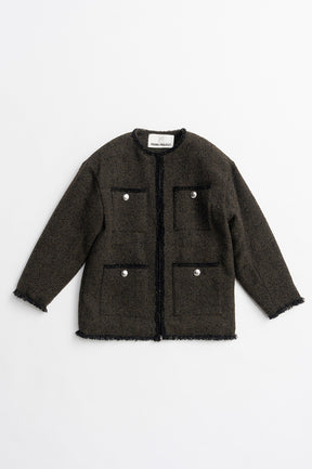 Tweed No-Collar Jacket Coat - 2026AUTUMN