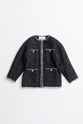 Tweed No-Collar Jacket Coat - 2026AUTUMN