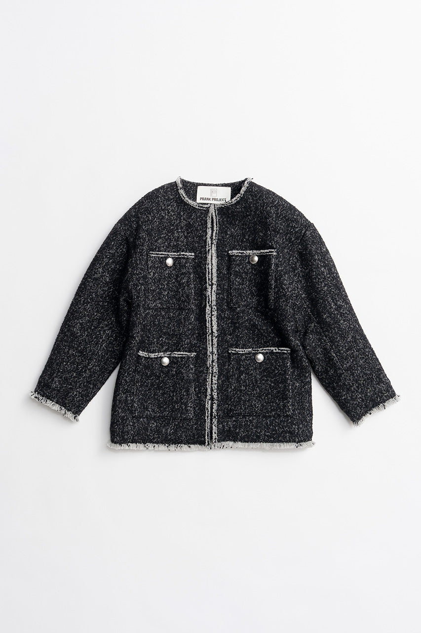 Tweed No-Collar Jacket Coat - 2026AUTUMN