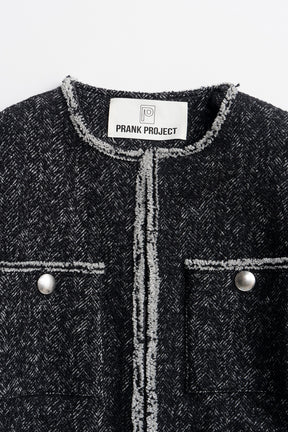 Tweed No-Collar Jacket Coat - 2026AUTUMN