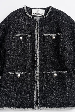 Tweed No-Collar Jacket Coat - 2026AUTUMN