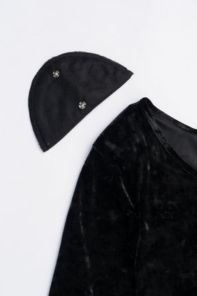 Fur Sleeve Velour Top - 2025 AUTUMN