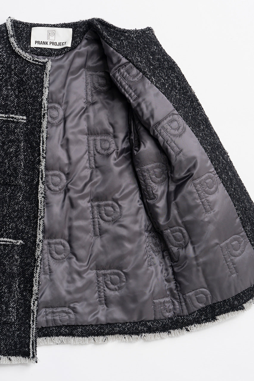 Tweed No-Collar Jacket Coat - 2026AUTUMN