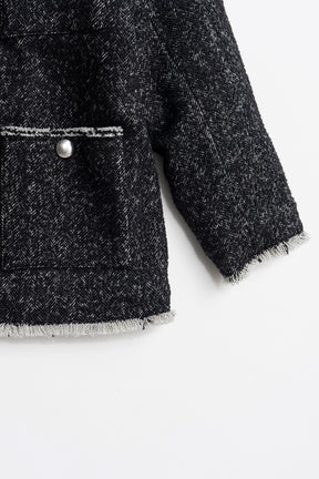 Tweed No-Collar Jacket Coat - 2026AUTUMN