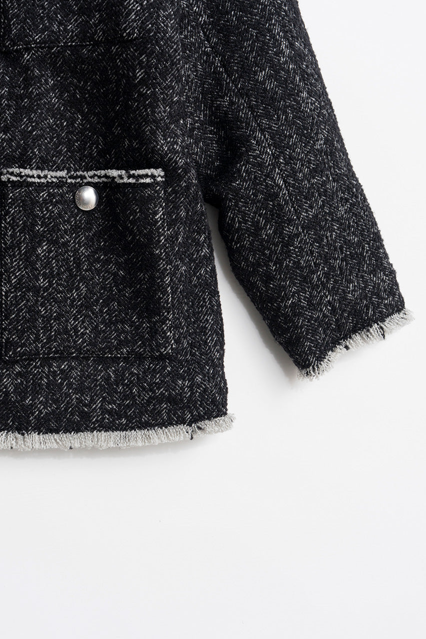 Tweed No-Collar Jacket Coat - 2026AUTUMN