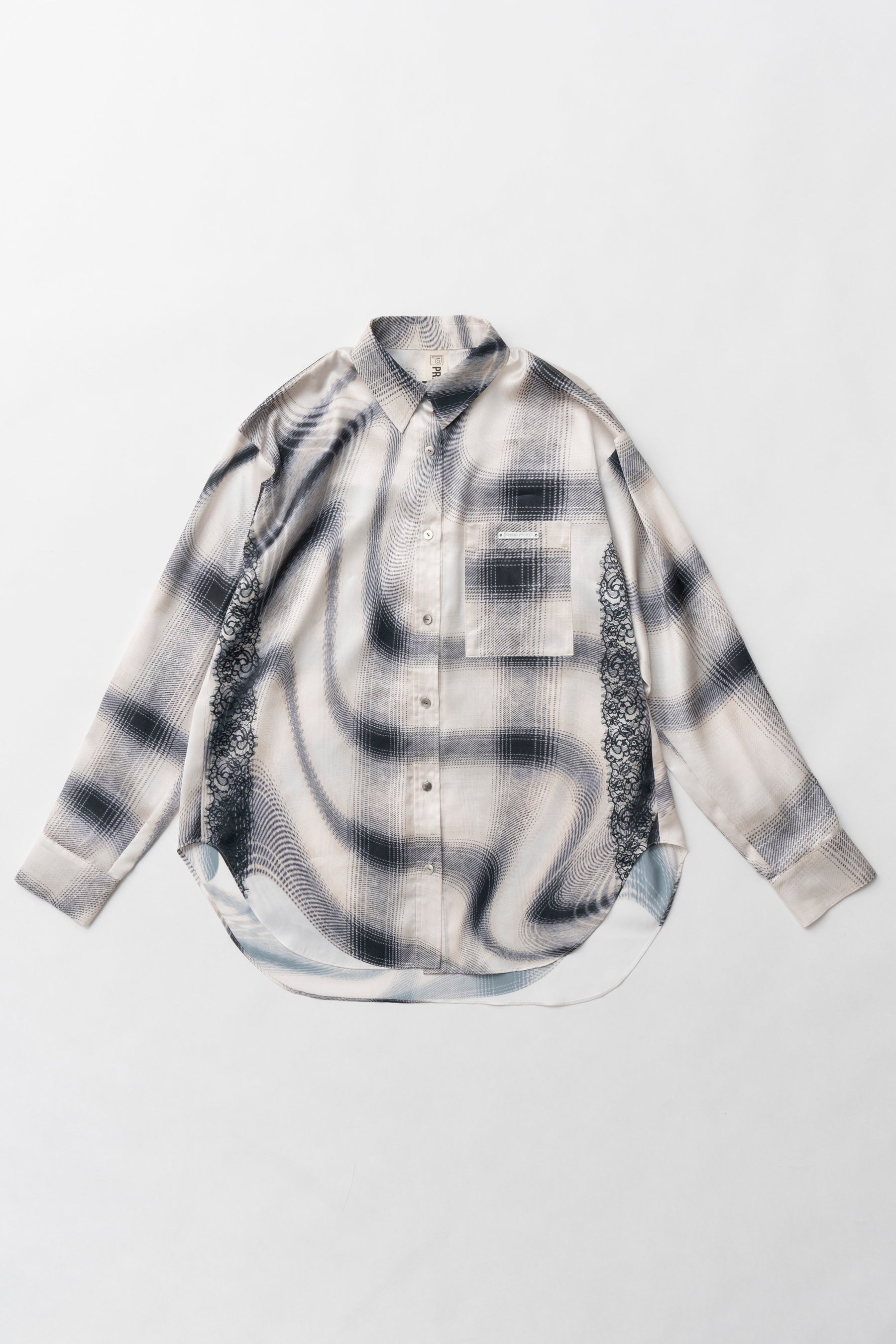 【25 SPRING PRE ORDER】Ombre Check Lace Print Shirt