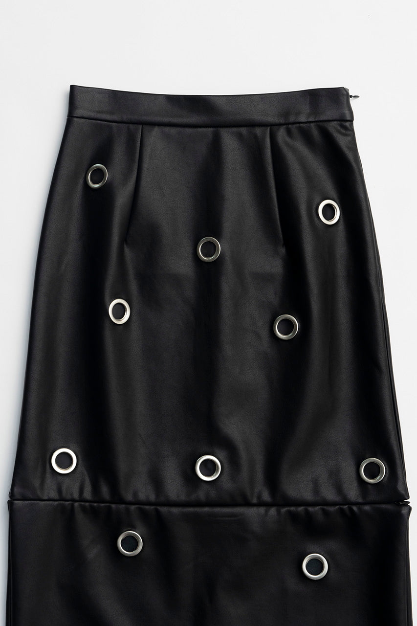 Eyelet Vegan Leather Skirt